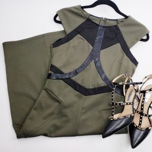 Olive Green Knee Length dress